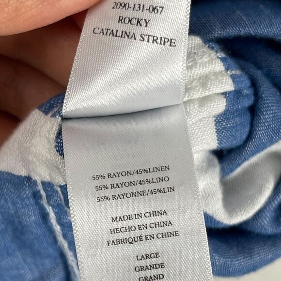 Rails Rocky Linen Blend Dress Womens Large Blue Short Sleeve Catalina Stripe - Picture 11 of 16